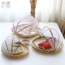 竹编簸箕带蚊帐防蚊虫